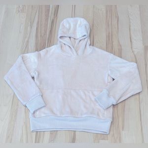 Athleta Girl Feelin Good Plush Velour Hoodie Sweatshirt - Light Pink, Sz XL / 14